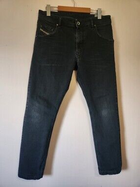 Diesel Krayver Slim-Carrot Tapered Black Jeans Comfort Stretch Denim Men Sz 32